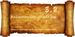 Balassovich Uljána névjegykártya